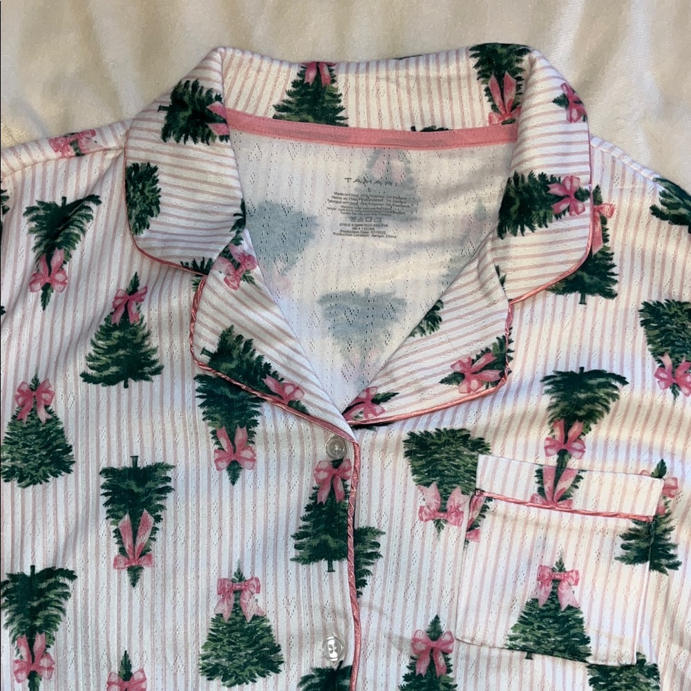 Women’s pink bow Christmas tree pajamas - Picture 3 of 12